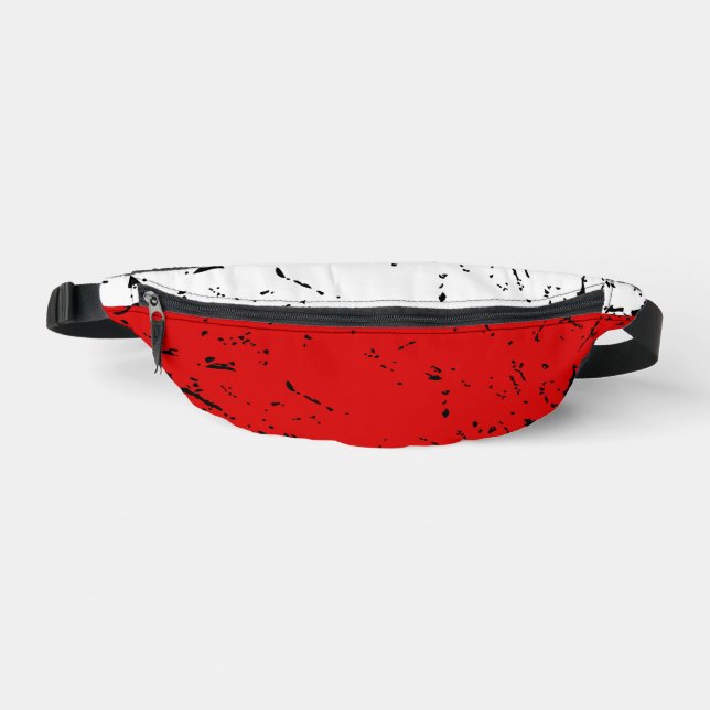 Red and White Grunge-style Fanny Pack (Front)