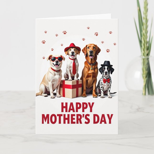 Red And White Happy Mothers Day Card (Front)
