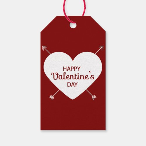 Red And White Happy Valentines Day Heart Gift Tags