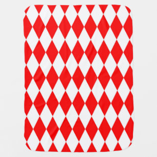Red and White Harlequin Diamonds Checkers Design Baby Blanket