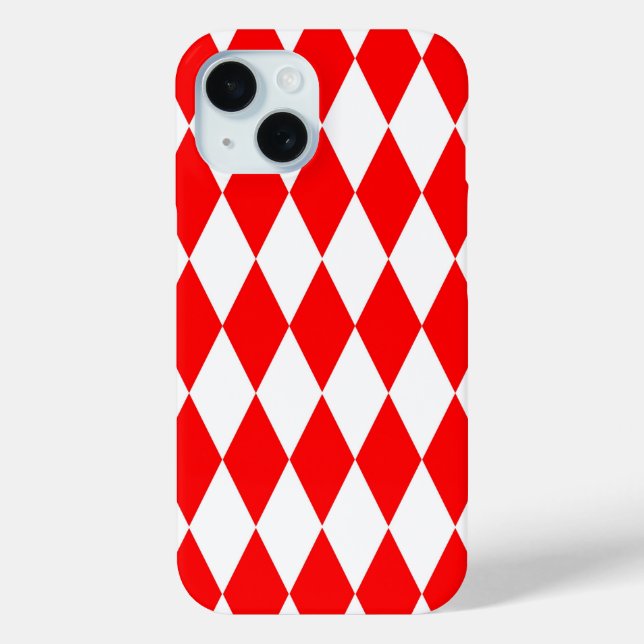 Red and White Harlequin Diamonds Checkers Design  Case-Mate iPhone Case (Back)