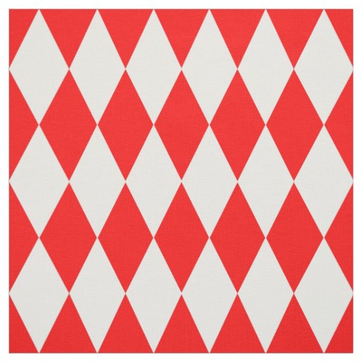 Red and White Harlequin Diamonds Checkers Design  Fabric