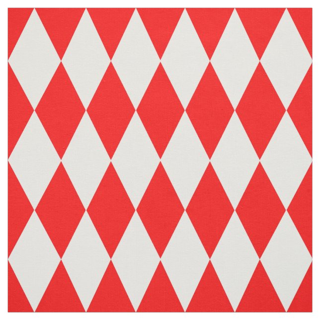 Red and White Harlequin Diamonds Checkers Design  Fabric (Swatch)