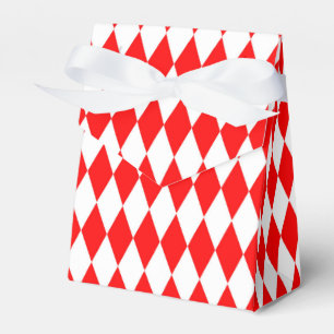 Red and White Harlequin Diamonds Checkers Design Favor Boxes