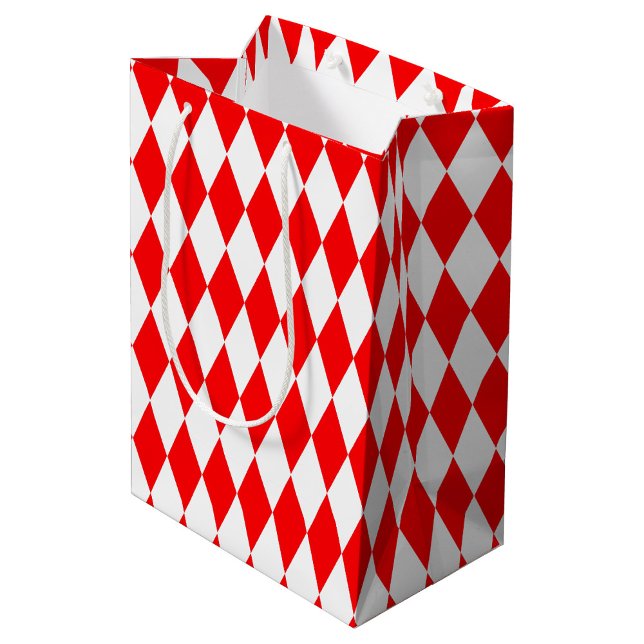 Red and White Harlequin Diamonds Checkers Design  Medium Gift Bag (Creator Uploaded)
