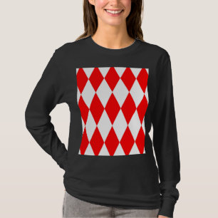 Red and White Harlequin Diamonds Checkers Design  T-Shirt