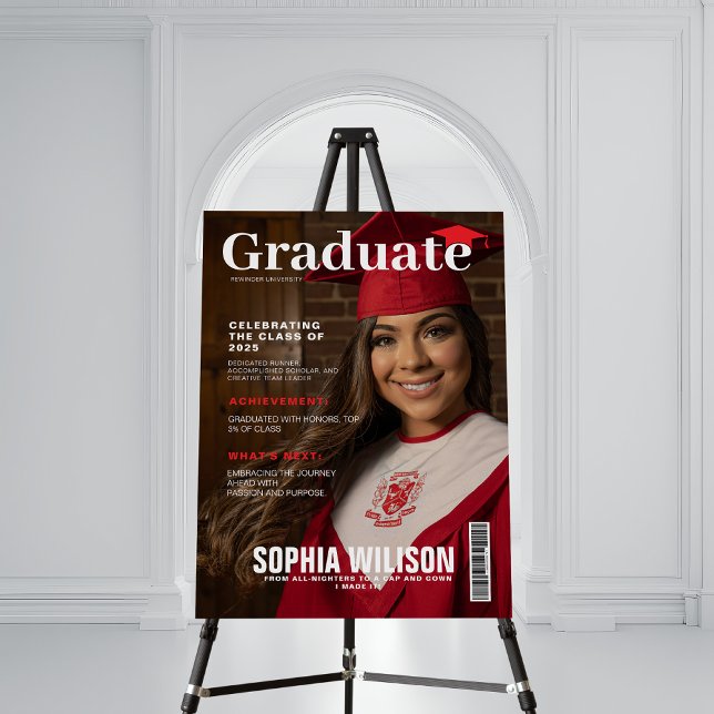  red and white hat magazine photo graduation  foam board (Creator Uploaded)