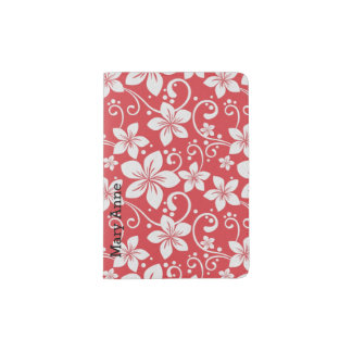 Red and White Hawaiian Floral Passport Holder