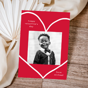 Red and White Heart Classroom Valentine's Day Card