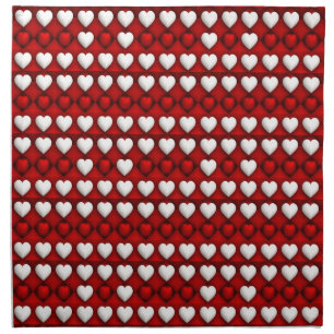 Red And White Heart Pattern Cloth Napkin