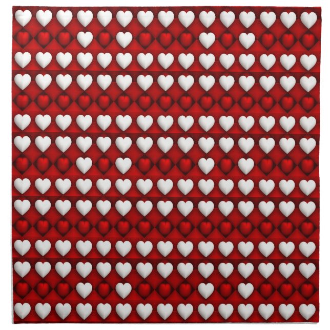 Red And White Heart Pattern Cloth Napkin (Front)