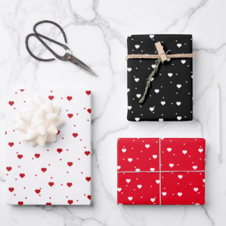 Red and white heart pattern custom backgrounds wrapping paper sheets