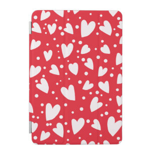Red and White Heart Pattern   Cute Valentine Love  iPad Mini Cover