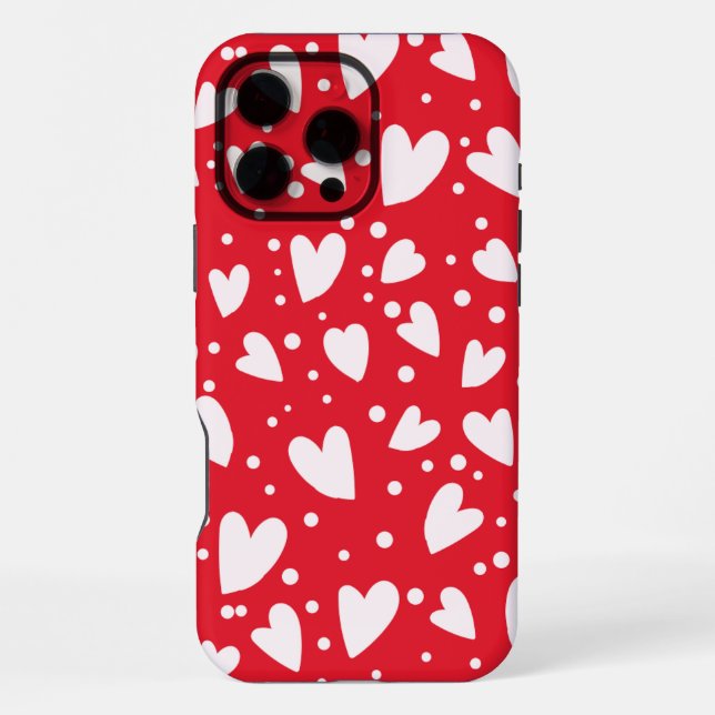 Red and White Heart Pattern | Cute Valentine Love  iPhone Case (Back)