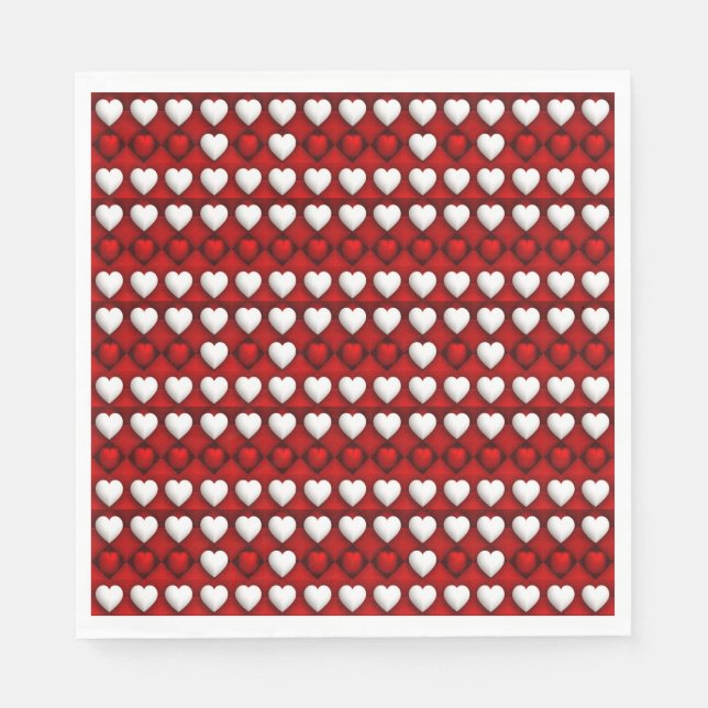 Red And White Heart Pattern Napkins (Front)