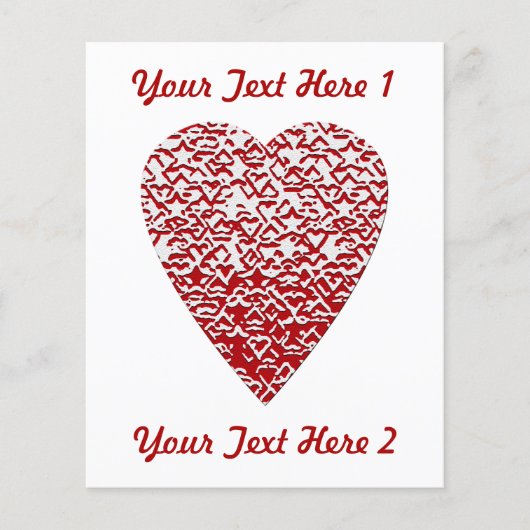 Red and White Heart. Patterned Heart Design. (Front)