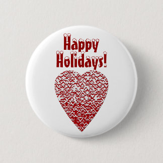 Red and White Heart. Patterned Heart Design. Pinback Button