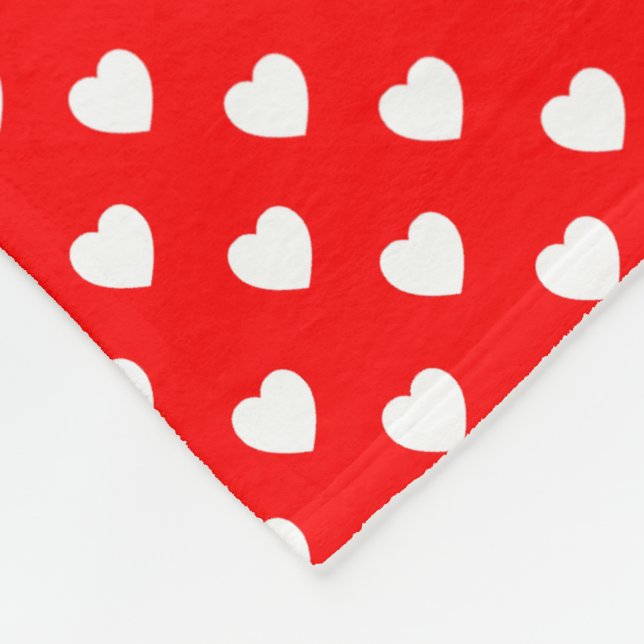 Red And White Heart Polka Dot Pattern Fleece Blanket (Corner)