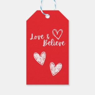 Red and white heart simple gift tags