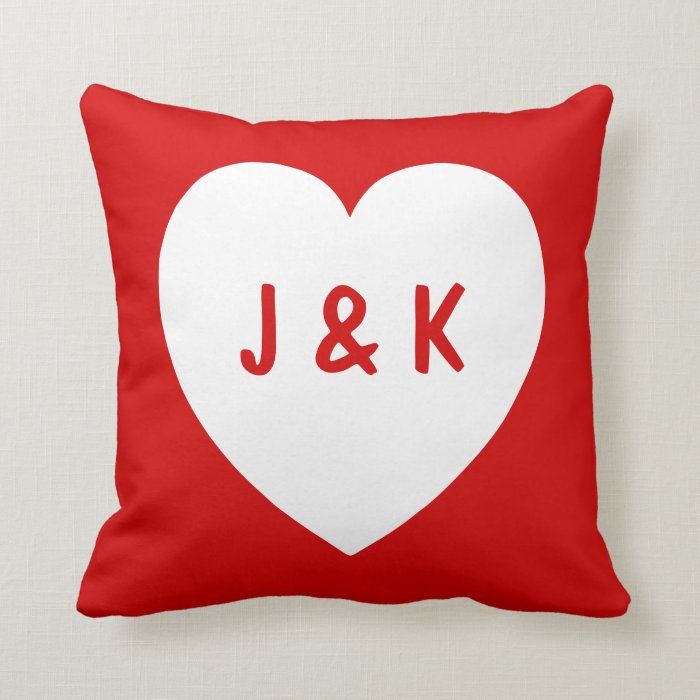 Red and White Heart Symbol Pillow