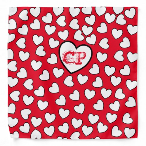 Red and White Hearts Bandana