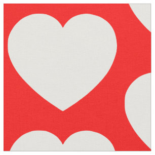 Red and White Hearts Fabric