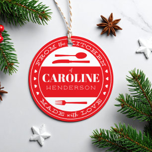 Red and White Hearts Made With Love Food Favor Tags