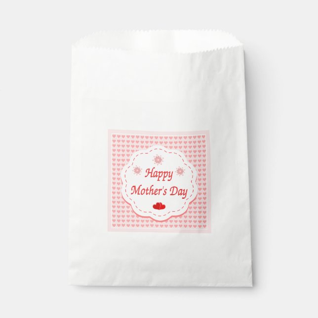 Red and white hearts mother's day favor bag (Front)