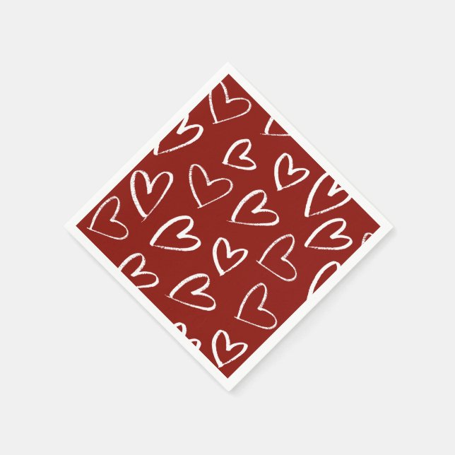 Red and White Hearts  Napkins (Corner)