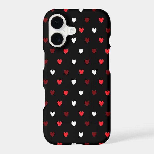 Red and white hearts on black Case-Mate iPhone case (Back)