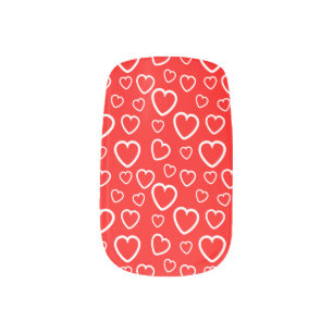 Red and White Hearts Pattern Minx Nail Art
