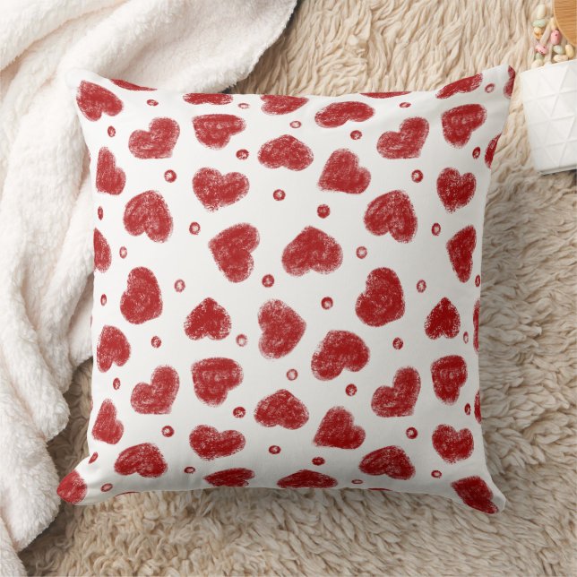 Red and White Hearts pattern Throw Pillow (Blanket)