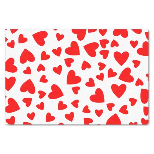 Red and white Hearts Pattern Tissue Paper