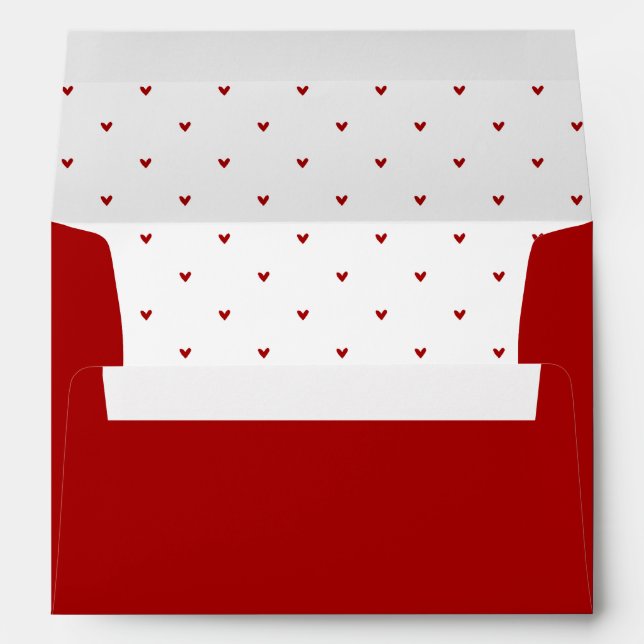 Red and White Hearts Pattern Valentine's Day Envelope (Back (Bottom))