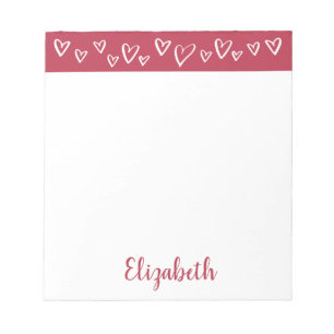 Red and White Hearts Personalized Stationery Notepad