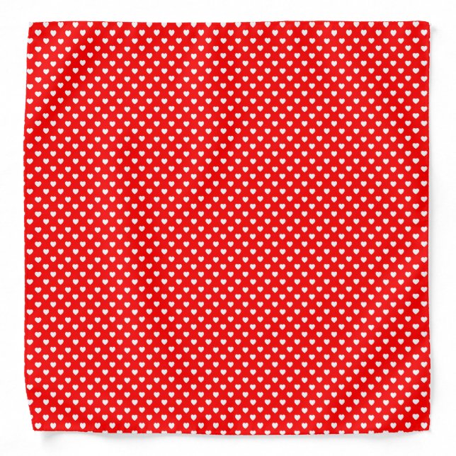 Red And White Hearts Polka Dot Pattern Bandana (Front)