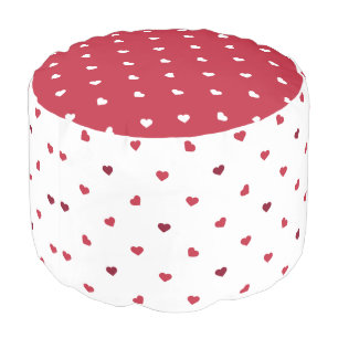 Red And White Hearts Pouf