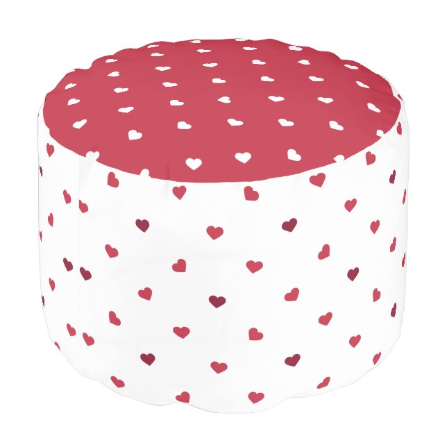 Red And White Hearts Pouf (Angled Back)