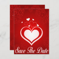 Red and White Hearts Save The Date Announcement