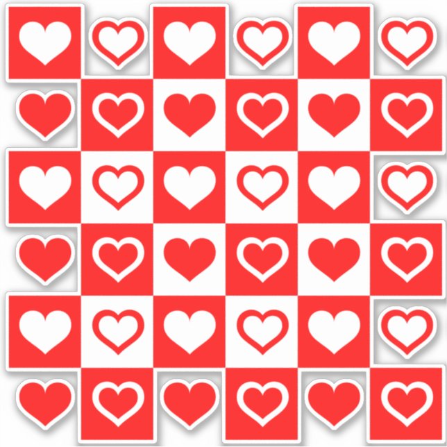 Red and White Hearts Sticker (Front)