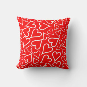 Red and White Hearts Valentines Day Throw Pillow
