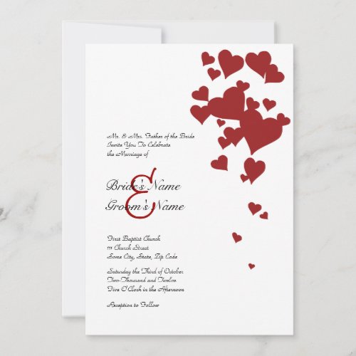 Red and White Hearts Wedding Invitation