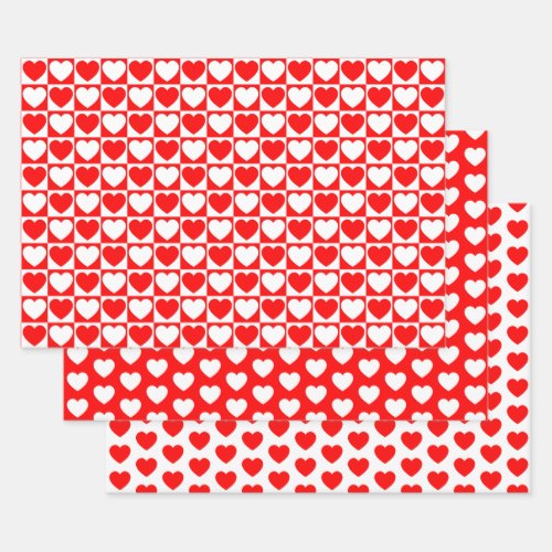 Red and White Hearts Wrapping Paper Sheets