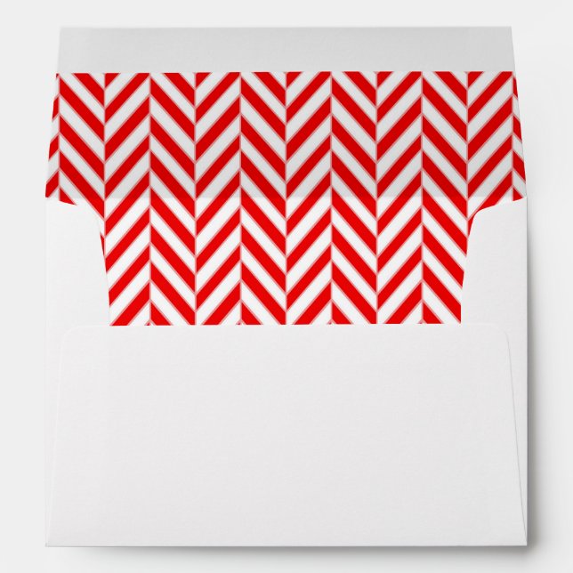 Red and White Herringbone Lined Envelopes (Back (Bottom))