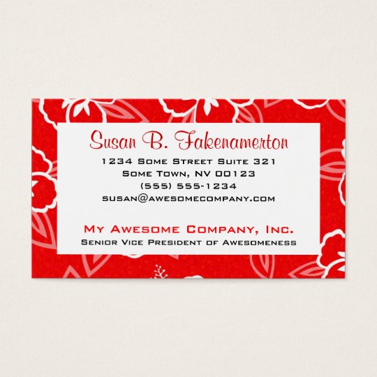 Red and White Hibiscus Business Card