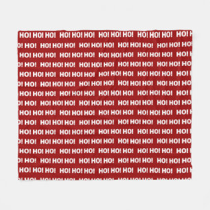 Red and White Ho Ho Ho Holiday Christmas Fleece Blanket