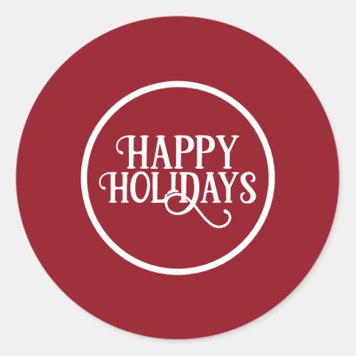 Red and White Holiday Classic Round Sticker