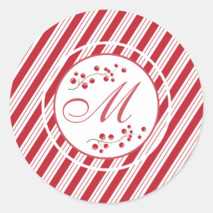 Red and White Holiday Monogram Envelope Seals