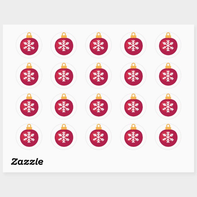Red And White Holiday Ornament Classic Round Sticker (Sheet)