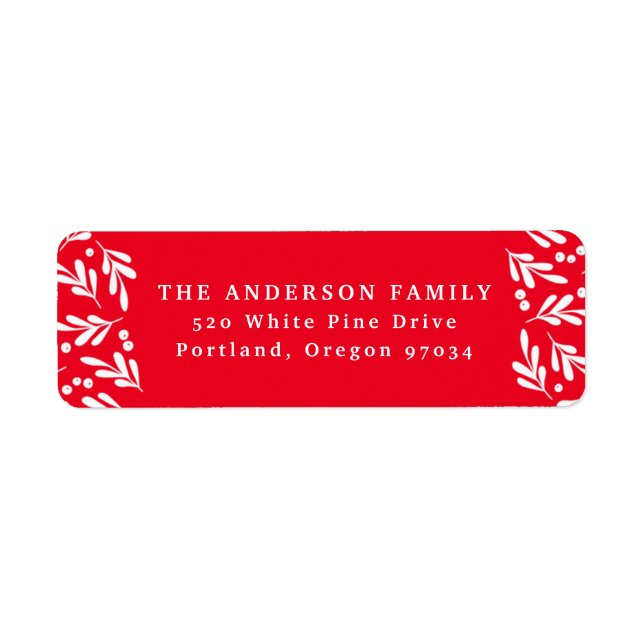 Red and White Holly Berries | Holiday Address Label (Front)